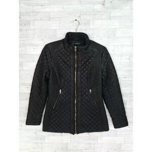 Women's Via Spiga Quilted Light Puffer Jacket Zipper‎ Jacket Top Black Size XS